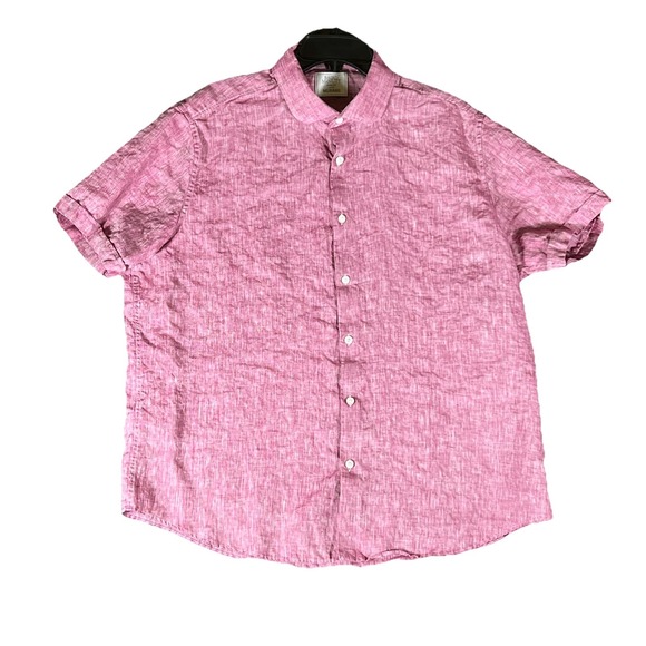 Baird McNutt Murano Shirt Pink Slim FIt Button Up‎ Beach 100% Linen Mens XL - Picture 1 of 8